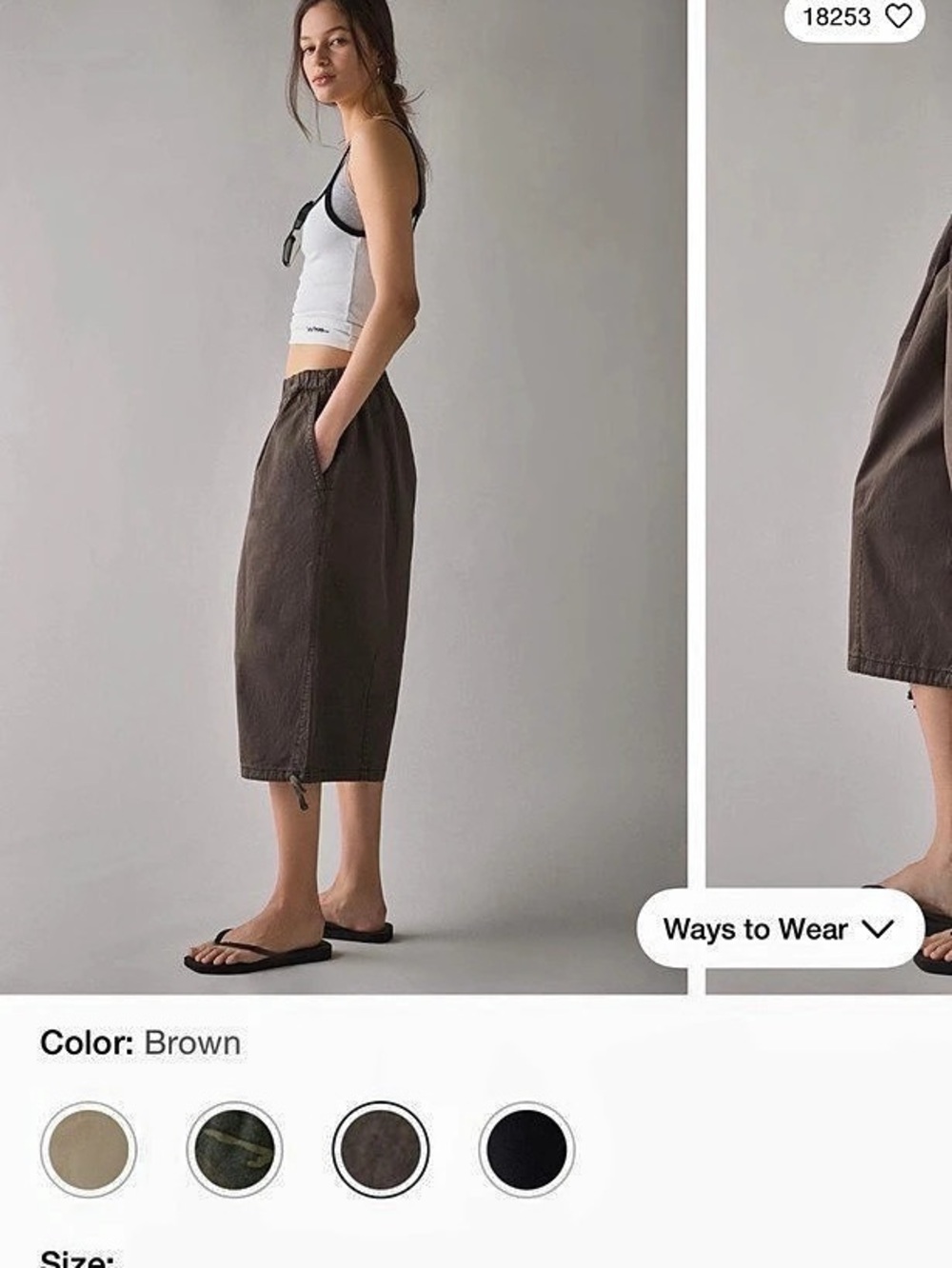 BDG Bobbi Cropped Baggy Pull-On Pants Wide Leg Brown - Picture 3 of 3